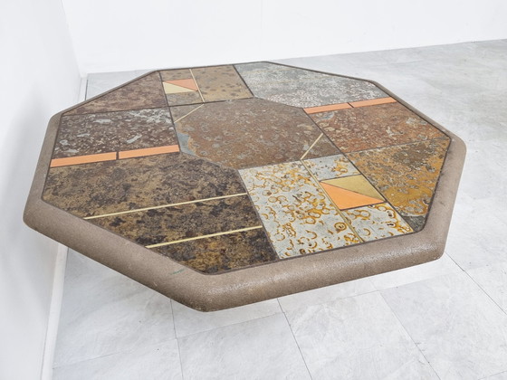 Image 1 of Brutalistischer Couchtisch aus Schiefer, 1970er Jahre