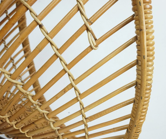 Image 1 of NEIN. 2 von 3 - Sessel aus Bambusgeflecht aus der mid century mit Haarnadelbeinen