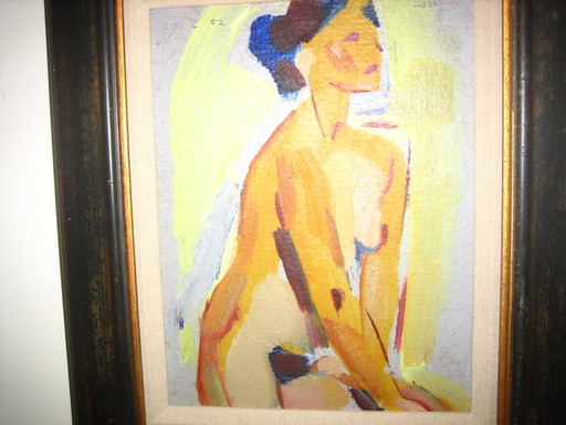 Sitzende Aktmalerei von Jan Gerrit Jordens 1883-1962 – schilderijen tekeningen, Canvas, Figuratief (photo 2 of 5)