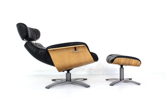 Image 1 of multi functional Scandinavian Lounge Chair / Sessel with Leather and Oak