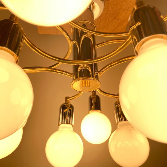 Image 1 of Vintage silber/goldene spiralförmige Deckenlampe