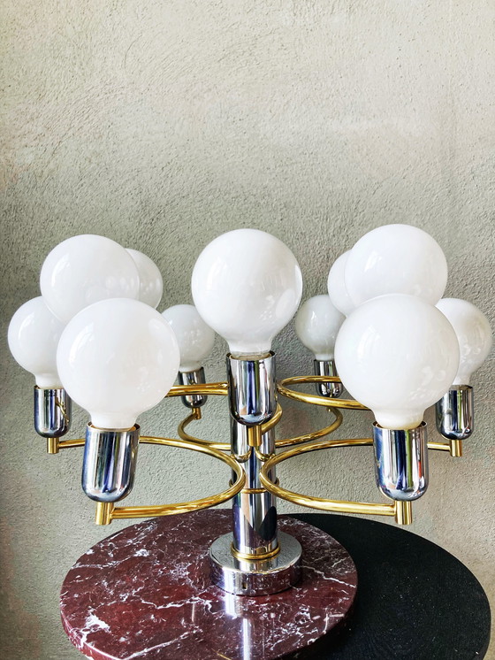 Image 1 of Vintage silber/goldene spiralförmige Deckenlampe