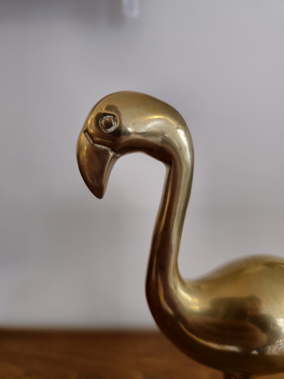 Image 1 of Messing Vintage Flamingo Vogel Vögel Gelb Kupfer