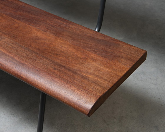 Image 1 of Bank aus massivem Teakholz und einem Stahlgestell, Niederlande, 1950er Jahre