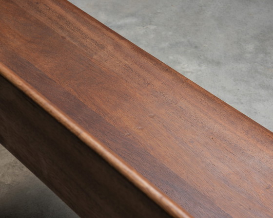 Image 1 of Bank aus massivem Teakholz und einem Stahlgestell, Niederlande, 1950er Jahre