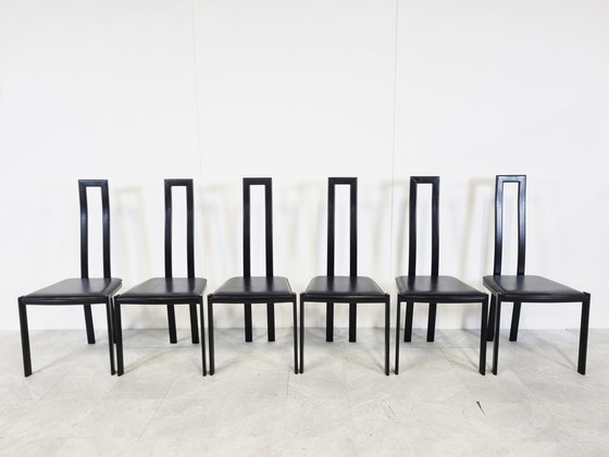 Image 1 of 6x Vintage postmoderne Esszimmerstühle, 1980er Jahre