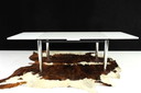 As new, high quality Italian white Dining Desk with chrome, extendable / Esstisch ausziehbar