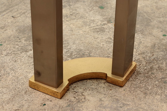 Image 1 of Hollywood Regency Couchtisch aus Goldglas mit Beistelltisch aus Glas, 1970