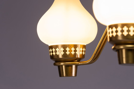 Image 1 of Kronleuchter aus Messing und Glas von Hans Bergström