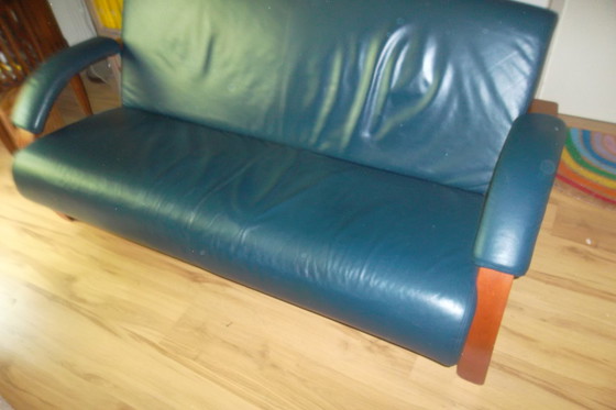 Image 1 of Montel blaues Zweisitzer-Sofa plus Sessel