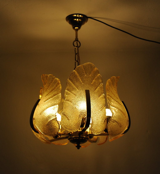 Akanthus-Kronleuchter aus Eisglas