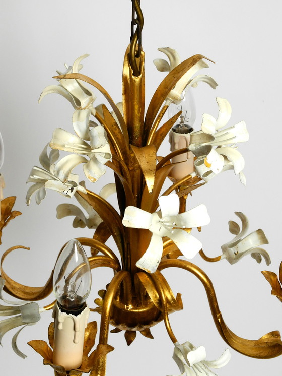 Image 1 of Vintage -Kronleuchter aus vergoldetem 4-armigem Metall