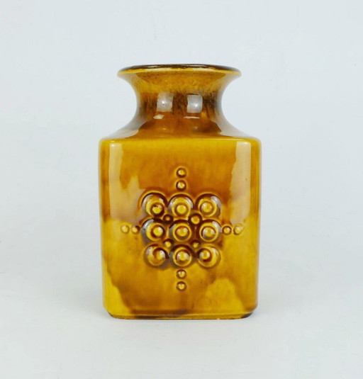 Carstens Vase Bernsteinglasur Reliefdekor Modell-Nr. 7012-20 mid century, 1960er Jahre 