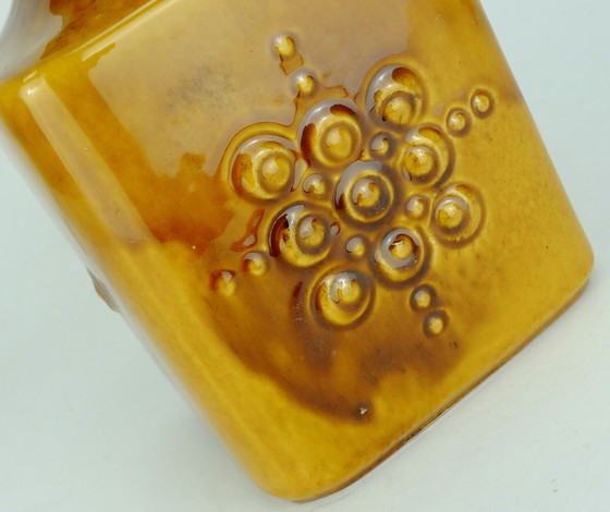 Image 1 of Carstens Vase Bernsteinglasur Reliefdekor Modell-Nr. 7012-20 mid century, 1960er Jahre 