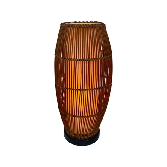 Image 1 of 1950er Jahre – ovale Lampe im Tiki-Stil – Moderne Mitte des Jahrhunderts