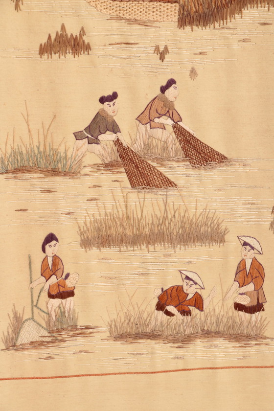 Image 1 of Chinesische Seide aus dem 19. Jahrhundert in Bambus