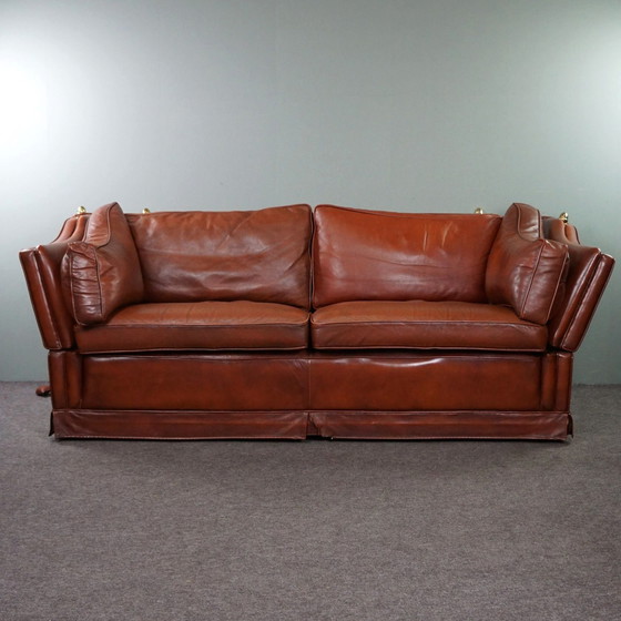 Image 1 of 2,5-Sitzer-Schlosssofa aus cognacfarbenem Rindsleder