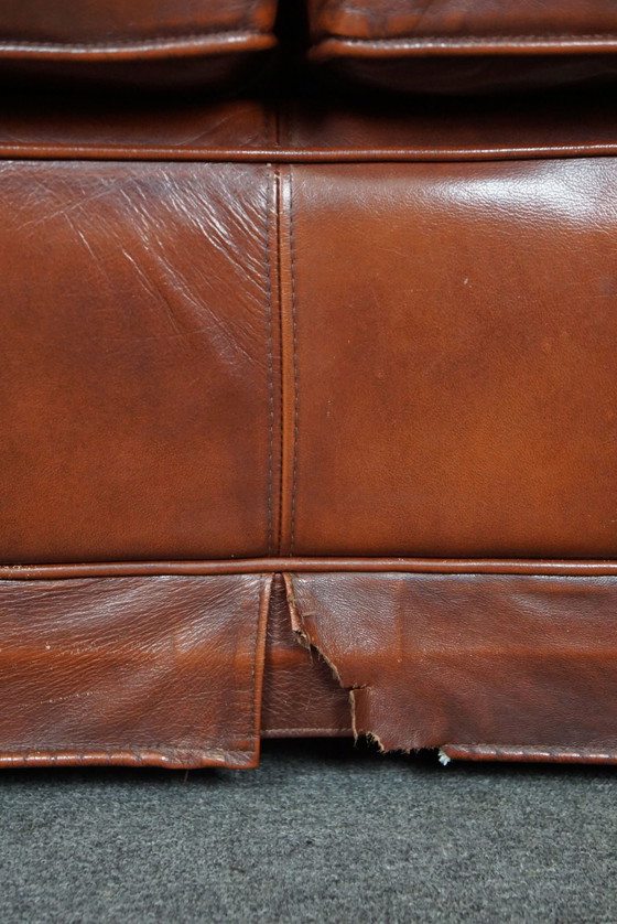 Image 1 of 2,5-Sitzer-Schlosssofa aus cognacfarbenem Rindsleder