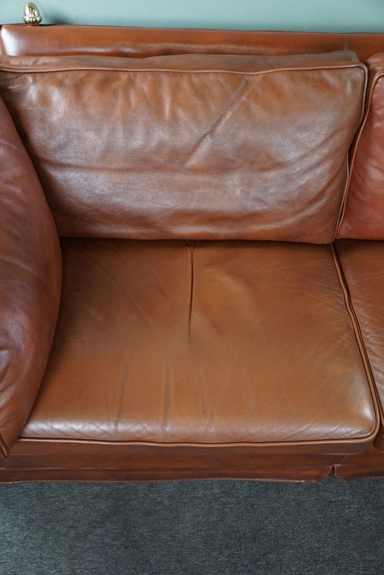 Image 1 of 2,5-Sitzer-Schlosssofa aus cognacfarbenem Rindsleder