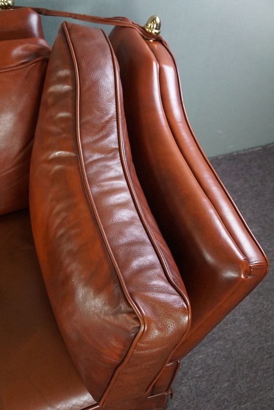 Image 1 of 2,5-Sitzer-Schlosssofa aus cognacfarbenem Rindsleder