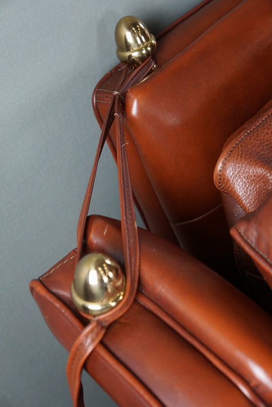 Image 1 of 2,5-Sitzer-Schlosssofa aus cognacfarbenem Rindsleder