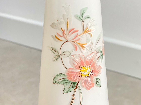 Image 1 of Vintage französische Tischlampe orange / weiß