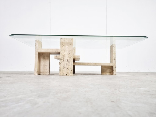 Vintage Couchtisch aus Travertin