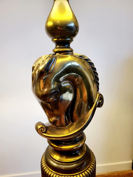 Image 1 of Hollywood Regency Set aus großen Tischlampen, Horse Head Design, Deknudt, Belgien, 1970er Jahre