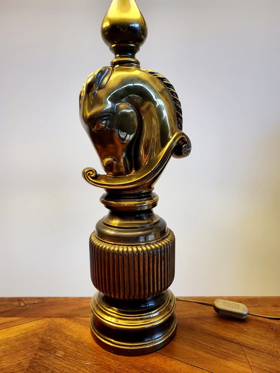 Image 1 of Hollywood Regency Set aus großen Tischlampen, Horse Head Design, Deknudt, Belgien, 1970er Jahre