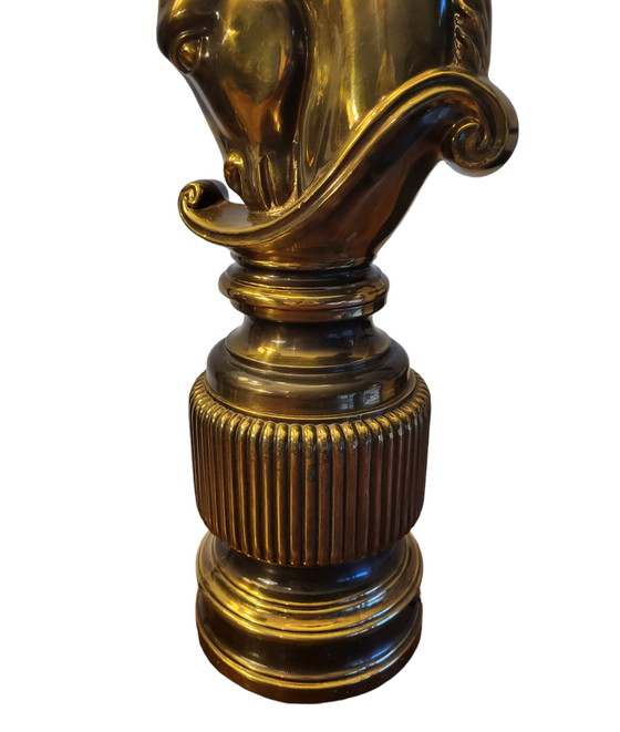 Image 1 of Hollywood Regency Set aus großen Tischlampen, Horse Head Design, Deknudt, Belgien, 1970er Jahre