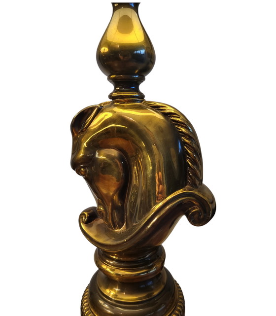 Image 1 of Hollywood Regency Set aus großen Tischlampen, Horse Head Design, Deknudt, Belgien, 1970er Jahre