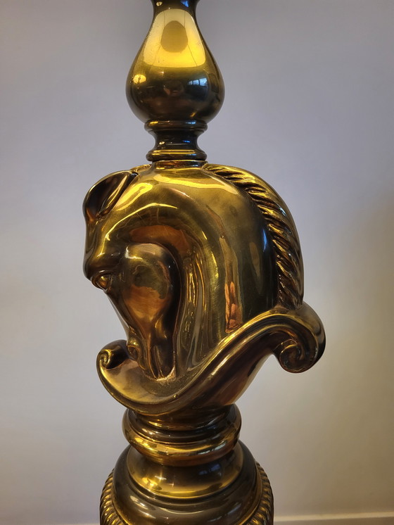 Image 1 of Hollywood Regency Set aus großen Tischlampen, Horse Head Design, Deknudt, Belgien, 1970er Jahre