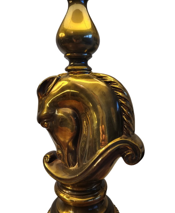 Image 1 of Hollywood Regency Set aus großen Tischlampen, Horse Head Design, Deknudt, Belgien, 1970er Jahre