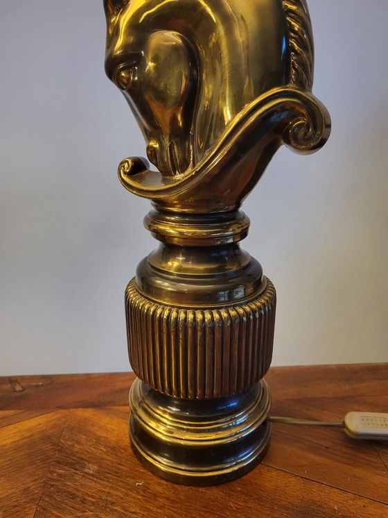 Image 1 of Hollywood Regency Set aus großen Tischlampen, Horse Head Design, Deknudt, Belgien, 1970er Jahre