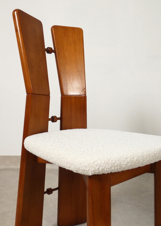 Image 1 of  Brutalistische Stühle aus den 70er Jahren – Bouclé-Stoff – Eiche