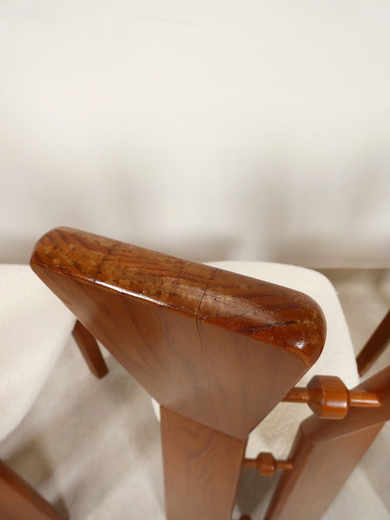 Image 1 of  Brutalistische Stühle aus den 70er Jahren – Bouclé-Stoff – Eiche