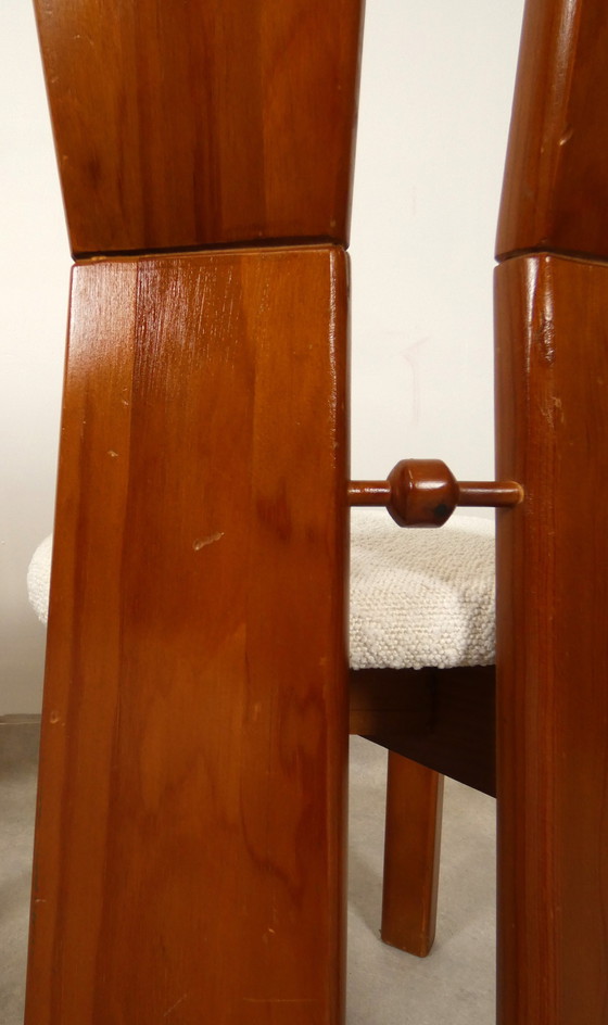 Image 1 of  Brutalistische Stühle aus den 70er Jahren – Bouclé-Stoff – Eiche