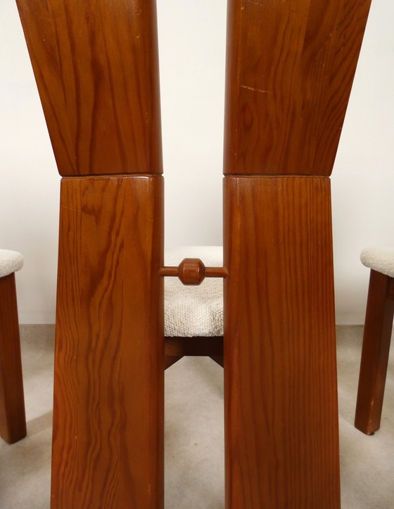 Image 1 of  Brutalistische Stühle aus den 70er Jahren – Bouclé-Stoff – Eiche