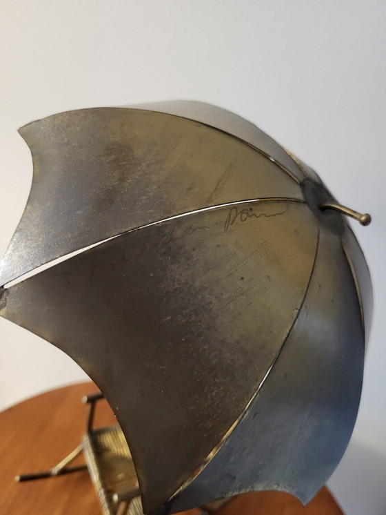 Image 1 of Kunstwerk-Schaukelstuhl, Daniel D'Haeseleer, Hollywood Regency Stil, Kupfer und Messing, 1970er Jahre, Belgien