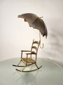 Kunstwerk-Schaukelstuhl, Daniel D'Haeseleer, Hollywood Regency Stil, Kupfer und Messing, 1970er Jahre, Belgien