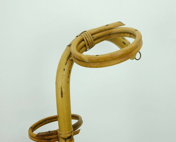 Image 1 of große Mitte des Jahrhunderts Pflanzenständer Bambus Rattan 1950er Jahre hawaii tiki