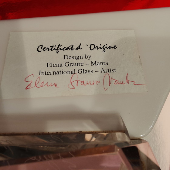 Image 1 of Elena Graure Manta graviert moderne Glaskunst-Obstschale