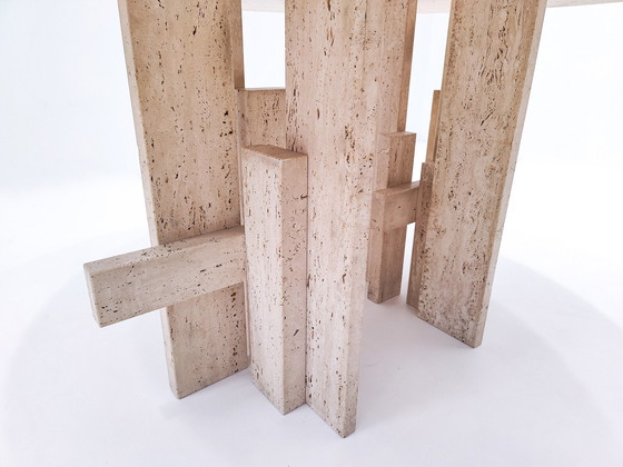 Image 1 of Mid-Century Modern Esstisch aus Travertin