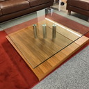 Ronald Schmidt großer Couchtisch Nussbaum mit Glasplatte
