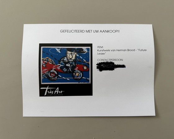 Image 1 of Herman Brood, Siebdruck Future Lease, einzigartig wegen des bemalten Rahmens
