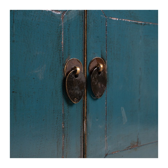 Image 1 of Chinesisches TV-Sideboard in türkisfarbenem Lack