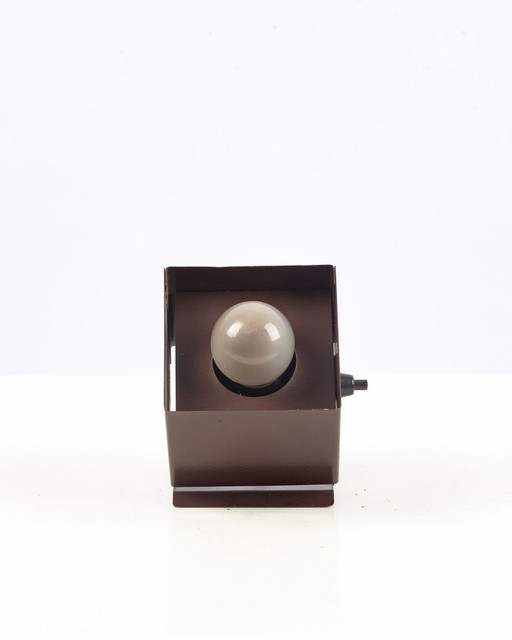 Braune deutsche Cube Tischlampen, 1960er, 2er Set