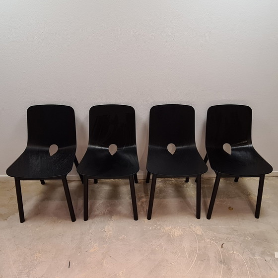 Image 1 of 4x WOUD Mono Esszimmerstuhl Schwarze massive Eiche