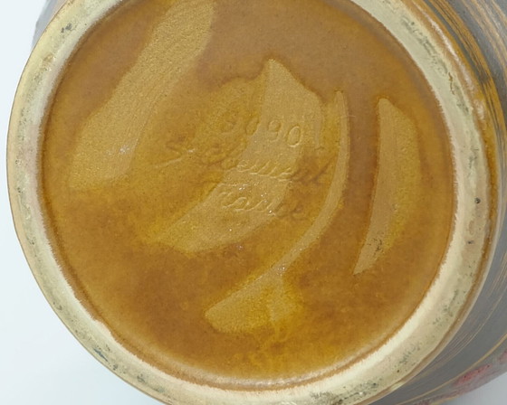 Image 1 of französische Keramikvase aus den 1970er Jahren. Clement Modell 9090 Lavaglasur