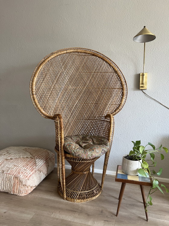 Image 1 of Vintage Pfauenstuhl aus Korbgeflecht